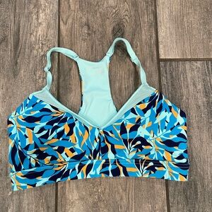 Tropical Leaf Print Bikini Top